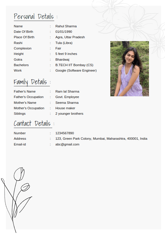 Marriage biodata template preview 7